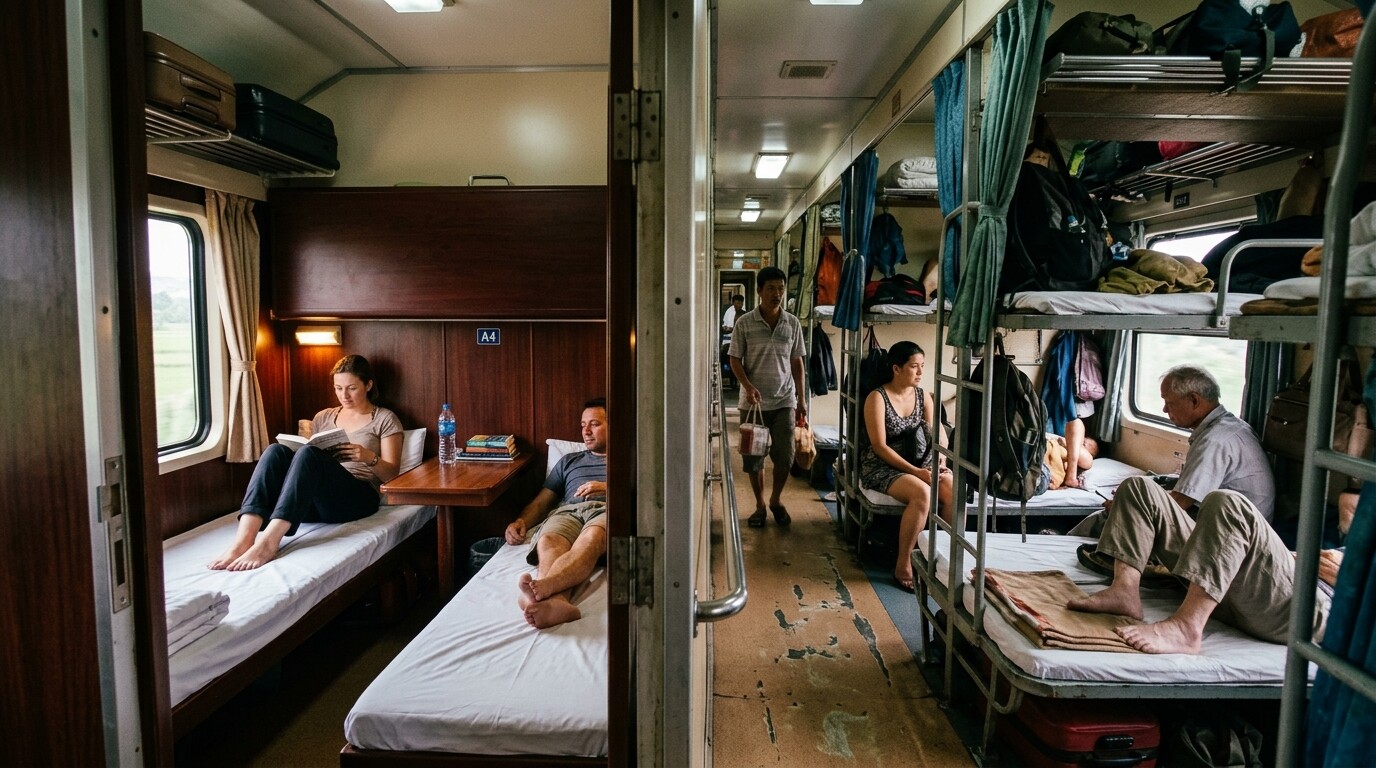 Photograph illustrating 1st Class vs. 2nd Class Berths