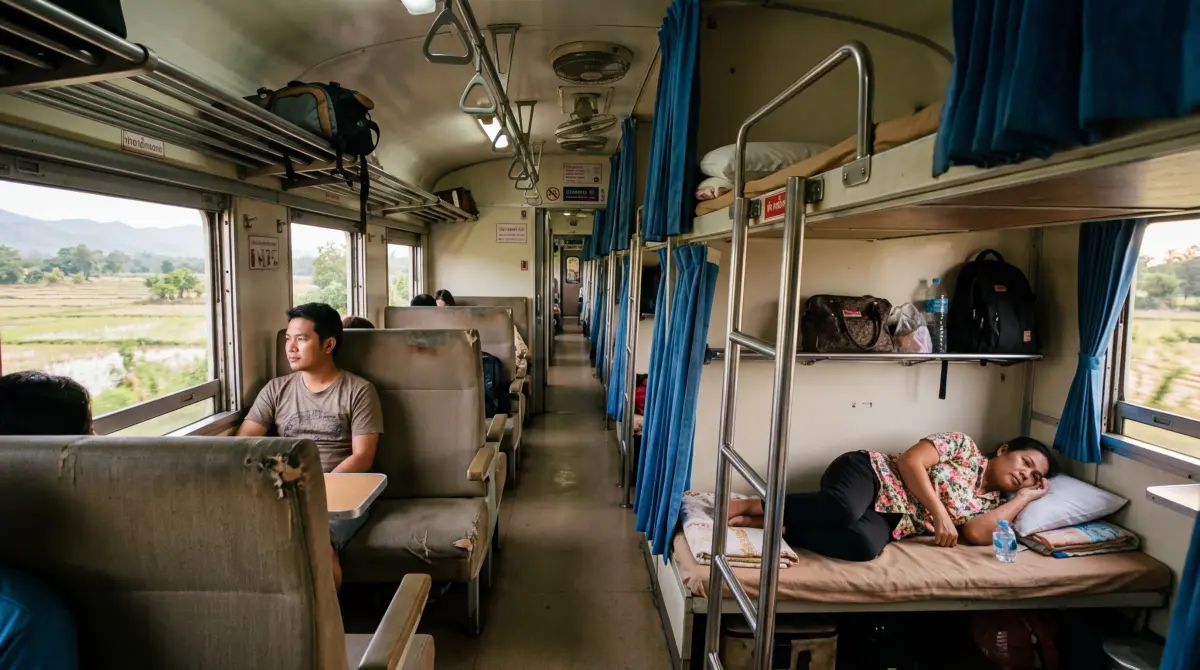 Fotografía que ilustra el resumen rápido: Coche cama vs. Asiento en Tailandia