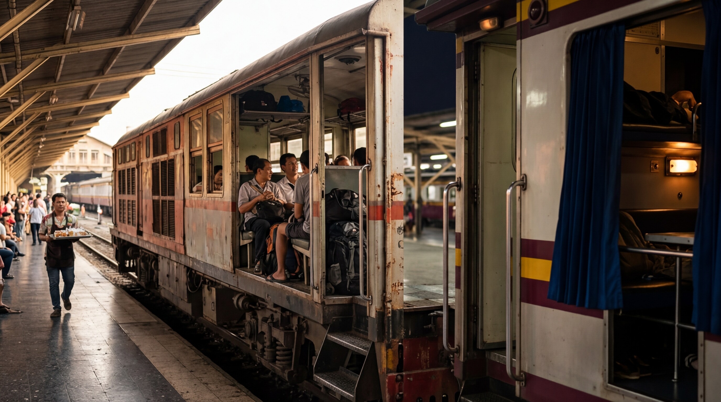 Photograph illustrating Night Train vs Day Train in Thailand: Ti