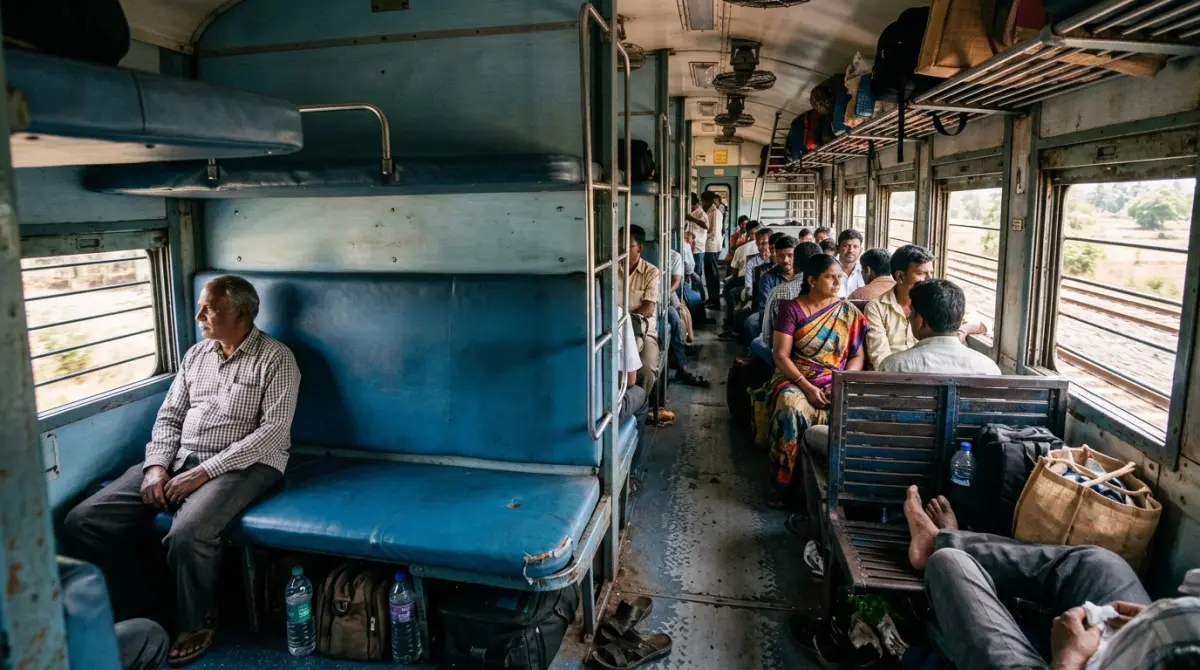 Photograph illustrating Second Class Seats vs. Third Class Seats